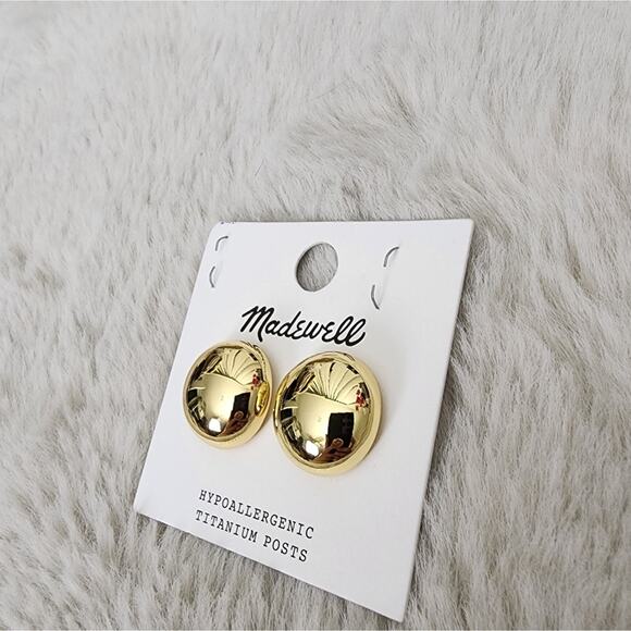 NEW Madewell Gold Button Stud Earrings Pale Gold - Picture 6 of 8